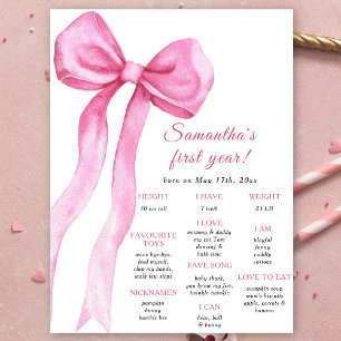 Poster Premier anniversaire Jalon de la Bow rose Annivers
