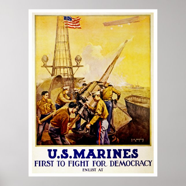 Poster Premier combat pour la démocratie ~ Marines améric (Devant)