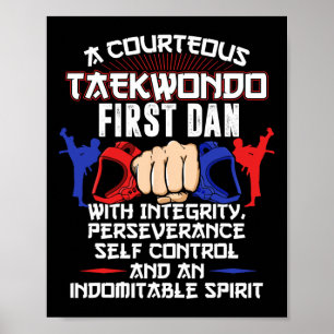 Poster Premier Dan Taekwondo Cadeau 5 Tenets Niveau de ce