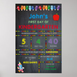 Poster Premier jour à maternelle GARÇON, Petite taille, C