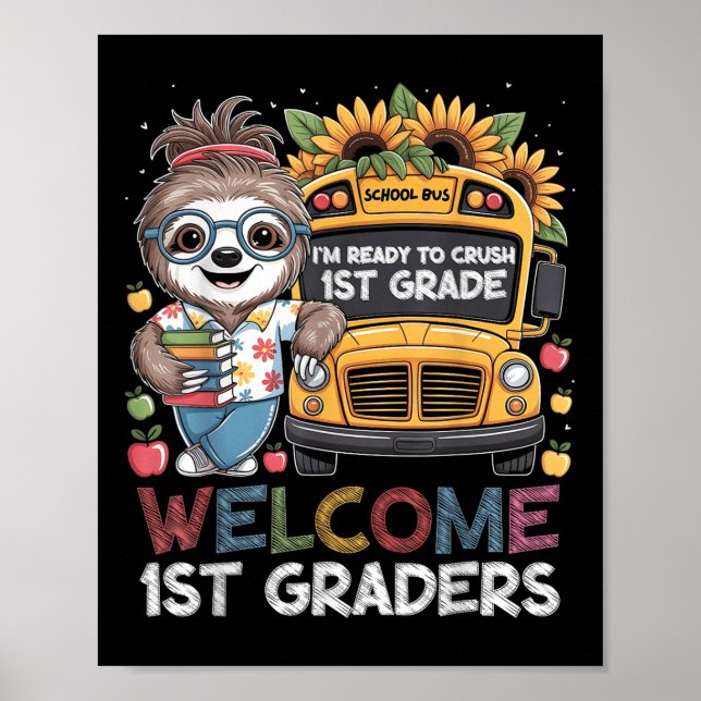 Poster Premier Jour De 1Ème Année Fente Retour À L'École  (Devant)