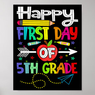 Poster Premier Jour De 5e Professeur De Rentree Scolaire 