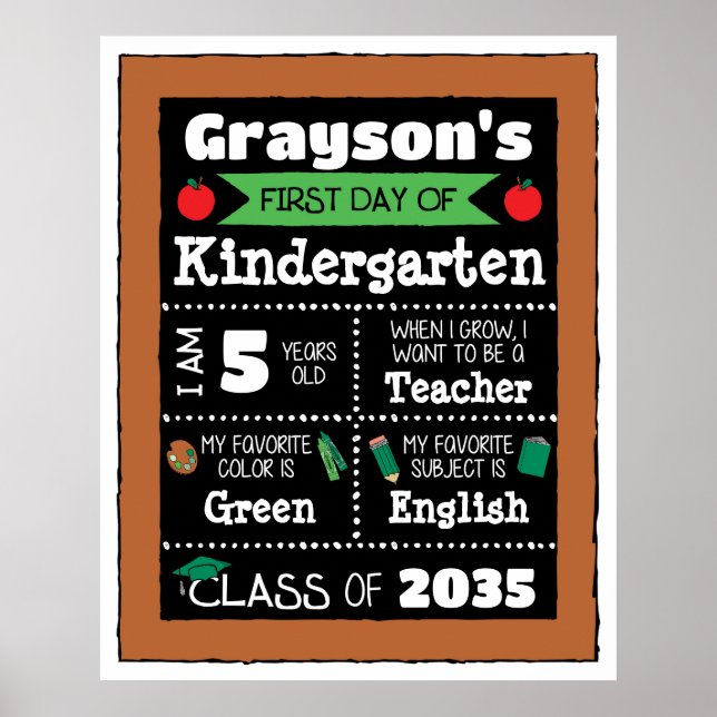 Poster Premier jour de la classe Signes Art étudiant - Ve (Devant)