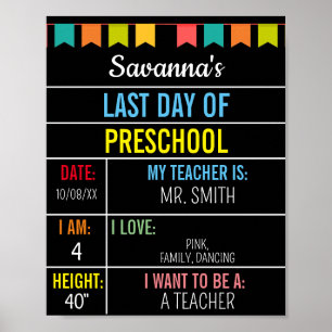 Poster Premier jour de l'école Chalkboard pour fille garç