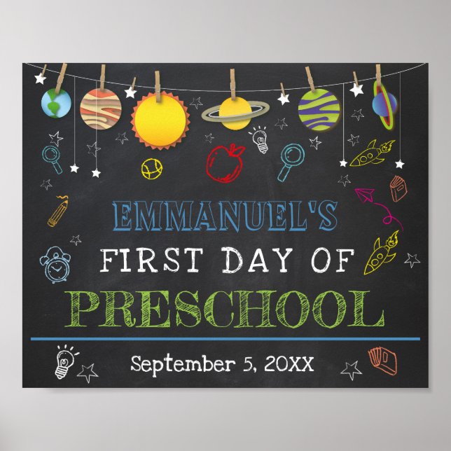 Poster Premier jour de l'école N'IMPORTE QUEL GRADE Panne (Devant)