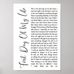 Poster Premier Jour De Ma Vie Chanson De Script Blanc Imp