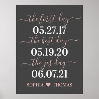 Poster Premier jour du meilleur jour Oui Jour Mariage Dat