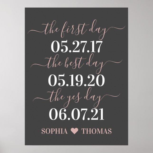 Poster Premier jour du meilleur jour Oui Jour Mariage Dat (Devant)