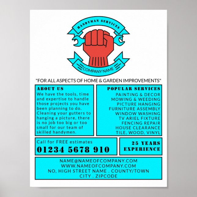 Poster Premier logo, Handyman Publicité (Devant)