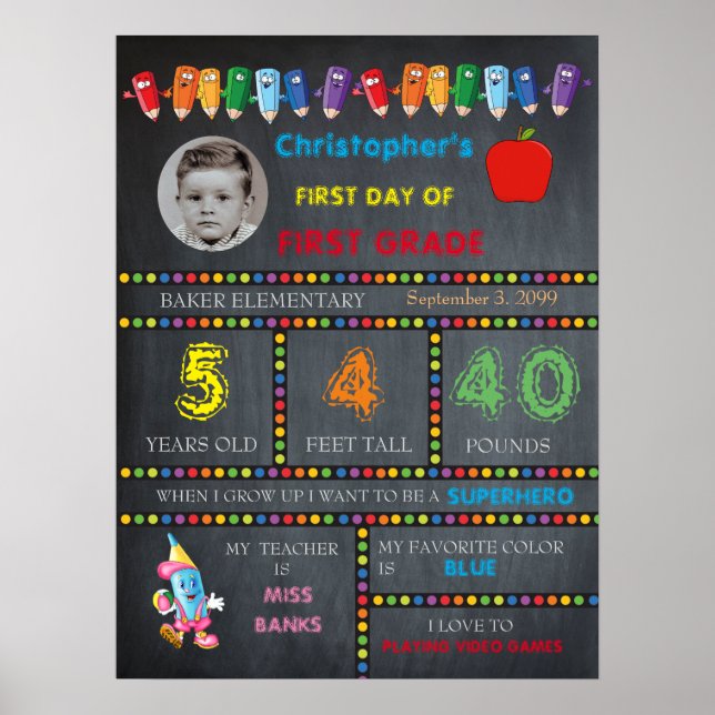 Poster PREMIER NIVEAU Jardin d'enfants, panneau de tablea (Devant)