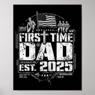 Poster Premier Papa Croix Chrétienne Patriotique Vintage