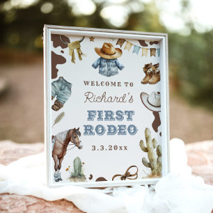 Poster Premier Rodeo Cowboy 1ère fête d'anniversaire Bien
