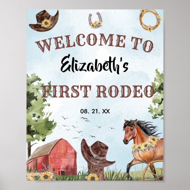 Poster Premier Rodeo Horse Grange 1er anniversaire fête B (Devant)
