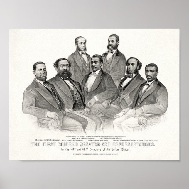 Poster Premier sénateur et représentants de couleur, 1872 (Devant)