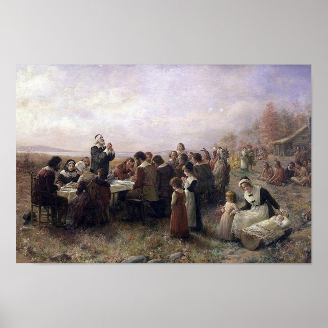 Poster Premier Thanksgiving à Plymouth par Brownscombe (Devant)