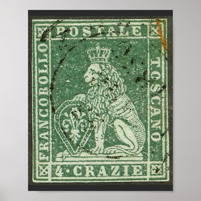 Poster Premier timbre postal - Toscane (1851) (Devant)