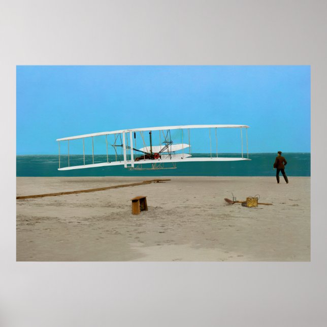 Poster Premier vol Wright Brothers Avion Vintage (Devant)
