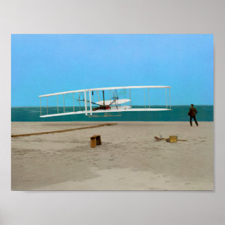 Poster Premier vol Wright Brothers Avion Vintage
