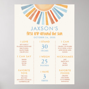 Poster Premier voyage autour du soleil jalon 1er annivers