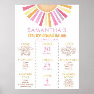 Poster Premier voyage autour du soleil jalons filles 1er 