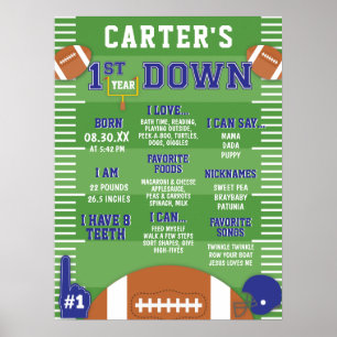 Poster Première année Down Blue Football 1er Anniversaire