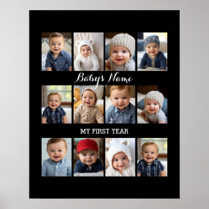 Poster Première année du bébé Collage changer de couleur 