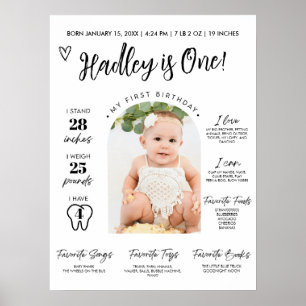 Poster Première année du bébé Jalon Board 1er anniversair