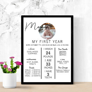 Poster Première année du bébé moderne 1er anniversaire