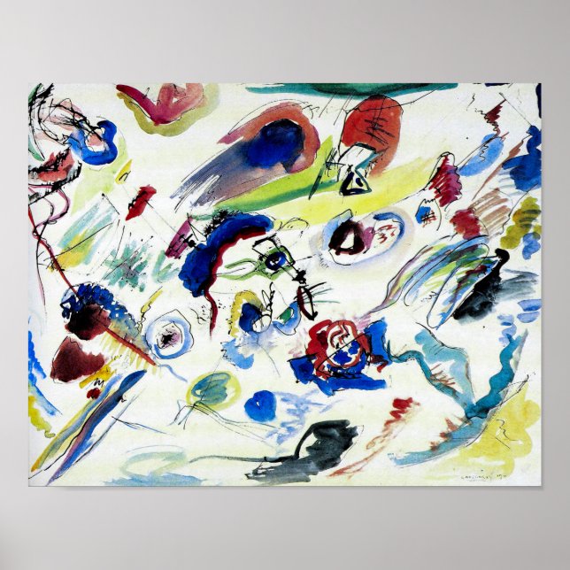 Poster Première aquarelle Abstraite par Wassily Kandinsky (Devant)