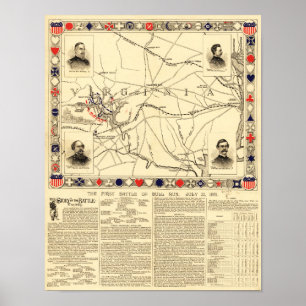 Poster Première bataille de course de Taureau - guerre