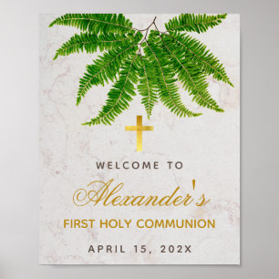 Poster Première communion Botanique Ferme verte Bienvenue