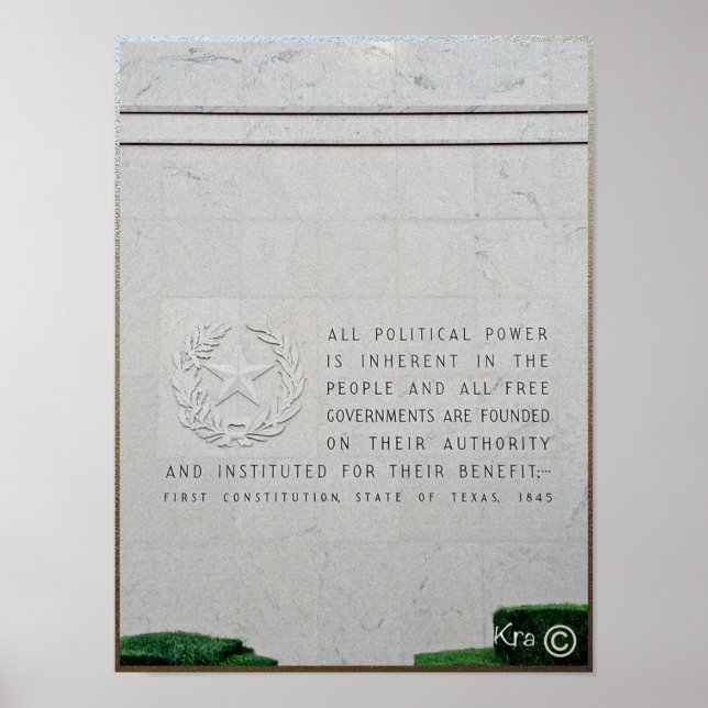 Poster Première Constitution, État du Texas, 1845 CITE (Devant)
