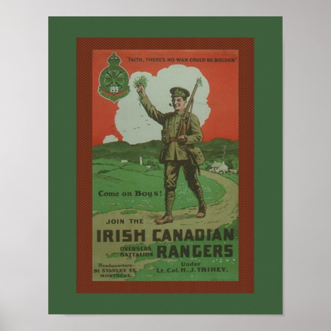Poster Première Guerre mondiale Rangers canadiens irlanda (Devant)