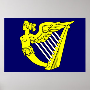 Poster Première harpe à ailes par bleu, drapeau de