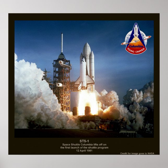 Poster Première navette spatiale lancer STS-1 Columbia (Devant)