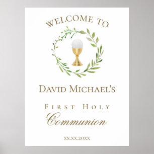Poster Première Sainte Communion couronne de bienvenue ve