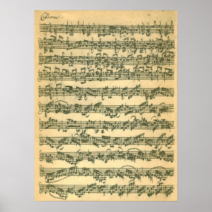 Poster Première télécopie de manuscrit de page de Bach