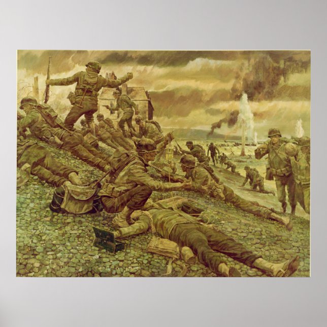 Poster Première vague à Omaha par Ken Riley (Devant)