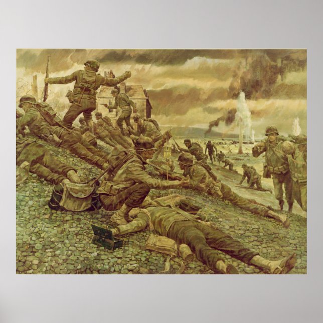 Poster Première vague à Omaha par Ken Riley Deuxième Guer (Devant)