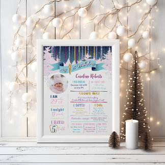 Poster Premières statistiques d'anniversaire Hiver rose b
