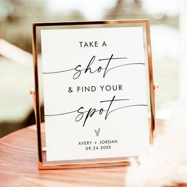 Poster Prendre une prise + Trouver votre emplacement | Ma (Take A Shot + Find Your Spot Sign)