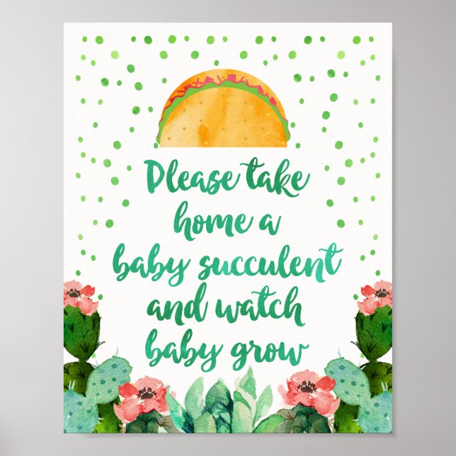 Poster Prenez À La Maison Un Signe De Baby shower Succule (Devant)