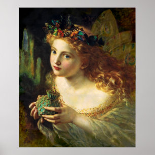 Poster Prenez le beau visage de femme, papillons de fée