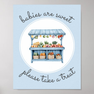 Poster Prenez un Baby shower de marché des fermiers bleus