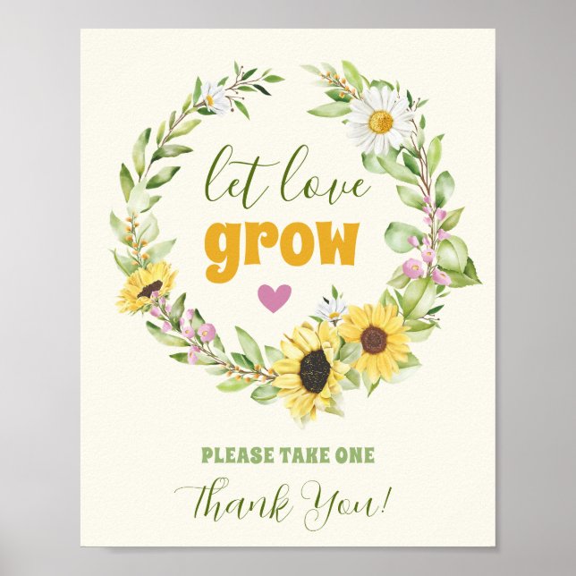Poster Prenez Un Plante Faveur Pot Tournesol Mariage Invi (Devant)