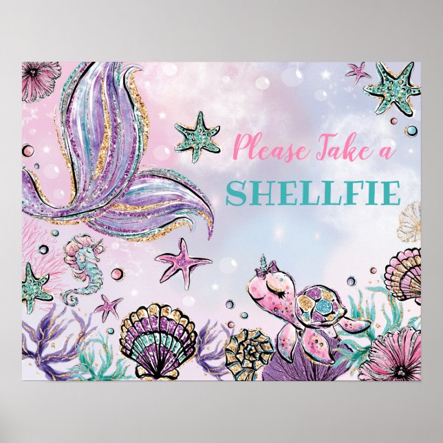 Poster Prenez un shellfie - Selfie de la Fête de sirène v (Devant)