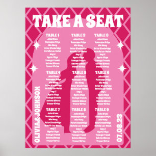 Poster Prenez un siège rose Magenta Retro Boho Arch Style