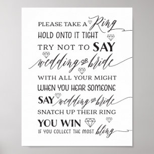 Poster Prenez une bague Fête des mariées Jeu signe