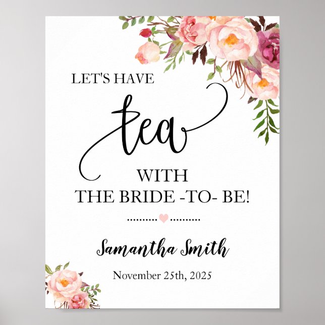 Poster Prenons le thé avec la future mariée mariage bohèm (Devant)