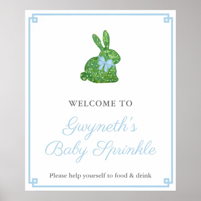 Poster Preppy Boxwood Rabbit Boy Baby Sprinkl Bienvenue (Devant)